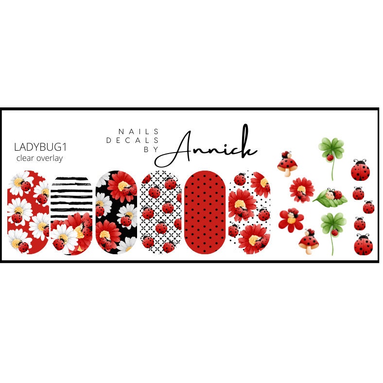 Cute Ladybug Nail Water Transfer Decals