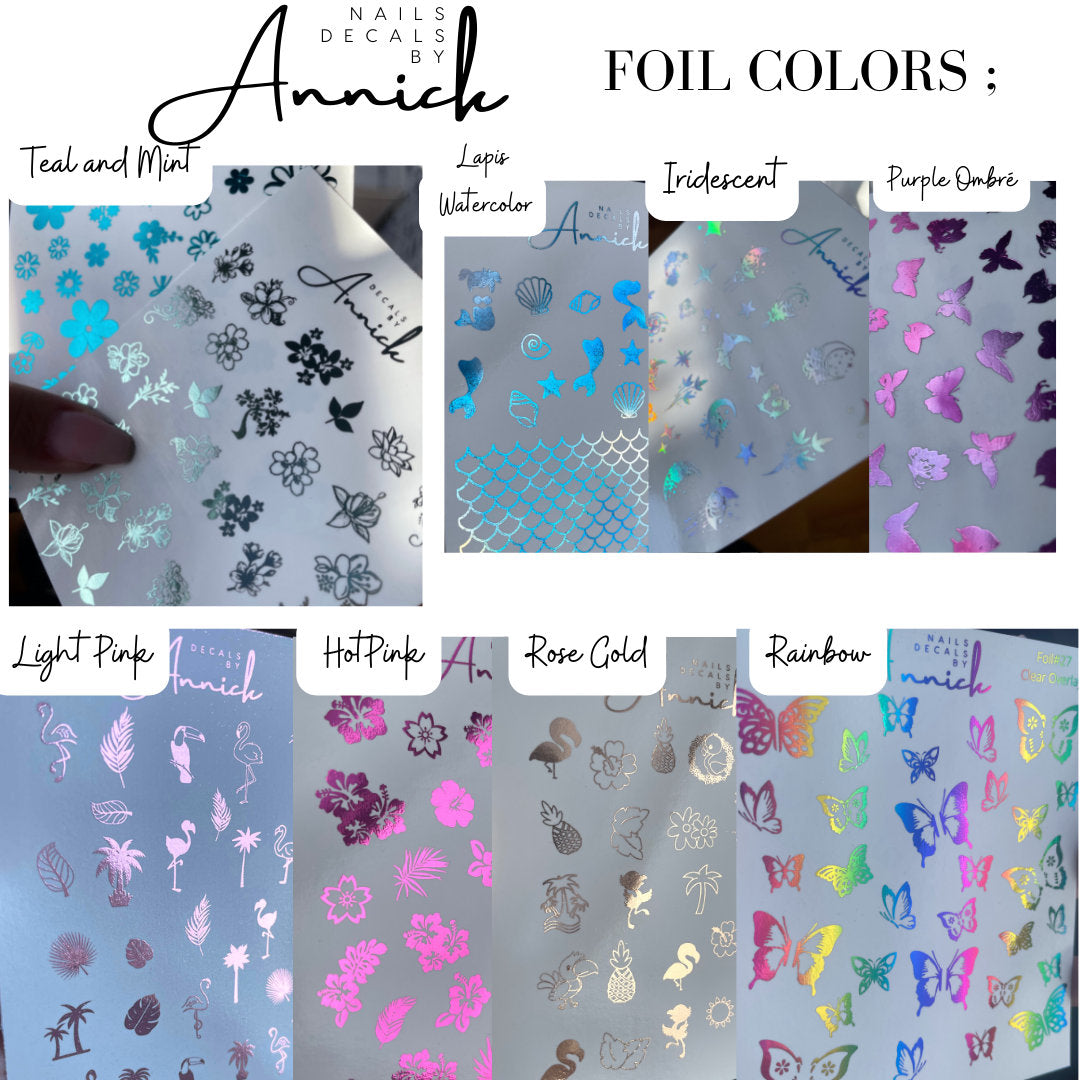 Water transfer decals for metallic nail HEARTS, bandana