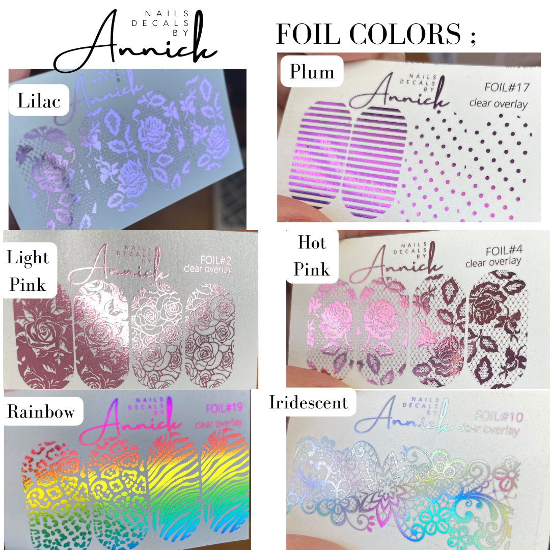 Décalques à transfert d'eau pour ongles Métalliques Lunes Celestes/ FOILS Waterslide decals for nails Celestial Moon