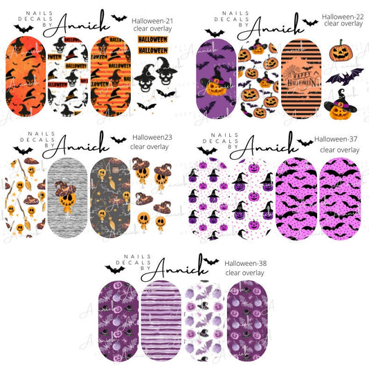 Waterslide decals for nails Pumpkins Witches