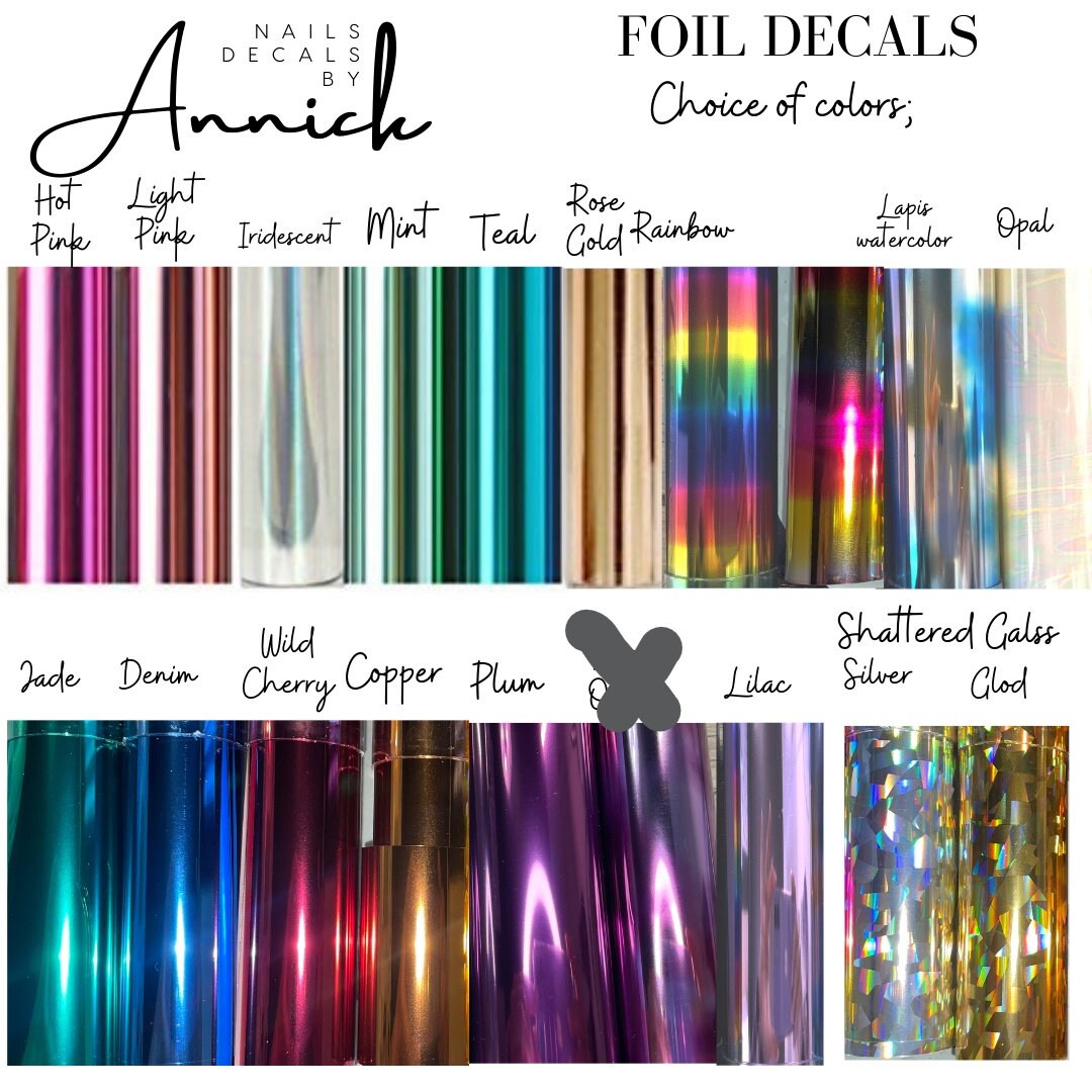 Metallic water transfer decals for nails Breast cancer / FOIL Waterslide decals for nails Pink October, Breast cancer