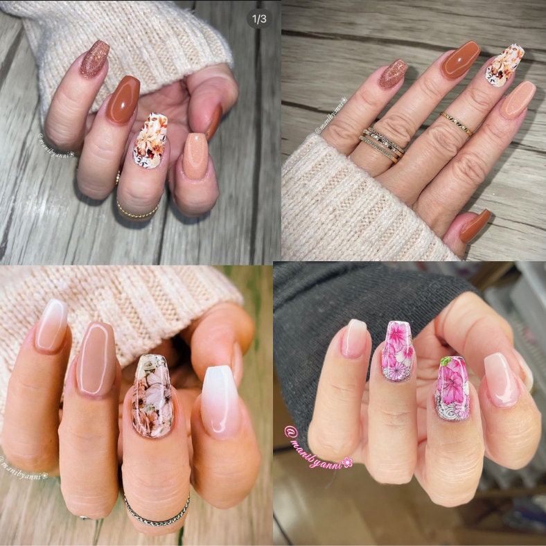 Décalques à transfert d'eau pour ongles fleurs gothic