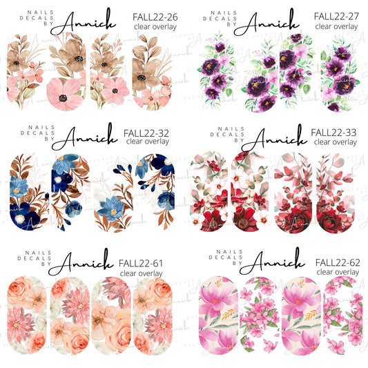 Water transfer decals for nails Fall flowers \Waterslide decals for nails Fall flowers