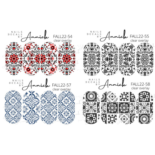 Water transfer decals for nails mosaic, fall damask / Waterslide decals for nails Fall damask Design