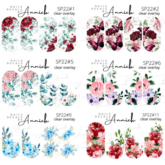 Water transfer decals for nails Spring flowers/ Waterslide decals for nails Spring flowers,