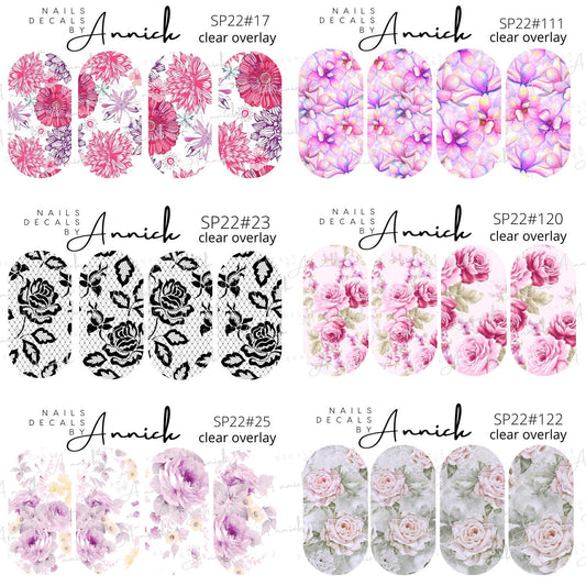 Water transfer decals for nails bouquet spring flowers / Waterslide decals for nails Spring flowers, spring nail