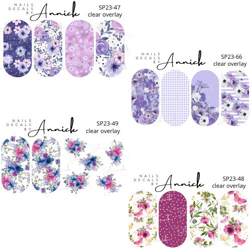 Water transfer decals for nails Spring flowers- Waterslide decals for nails Spring flowers,
