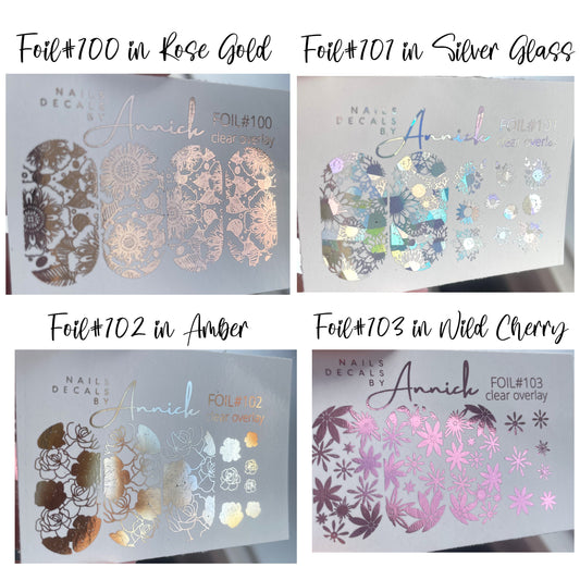 Water transfer decals for metallic nail flowers / FOILS wraps Waterslide decals Flowers
