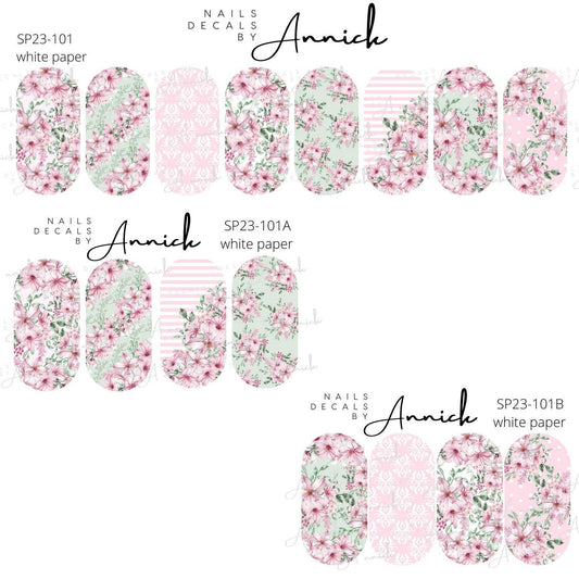 Pastel Spring Flowers Water Transfer Nail Decals