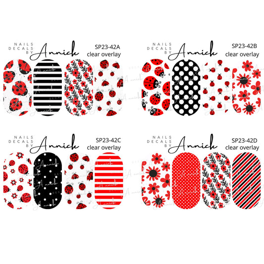 Water Transfer Nail Decals Cute Ladybugs