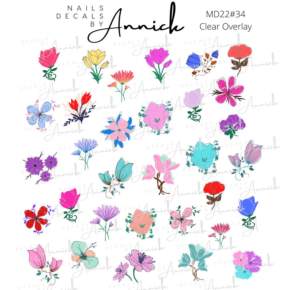 Spring FLOWER BOUQUET Water Transfer Nail Decals