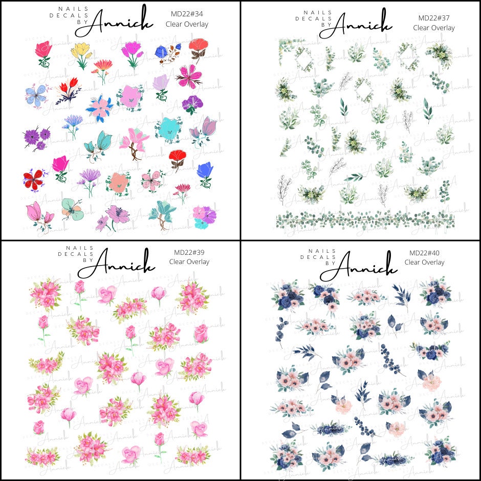 Spring FLOWER BOUQUET Water Transfer Nail Decals