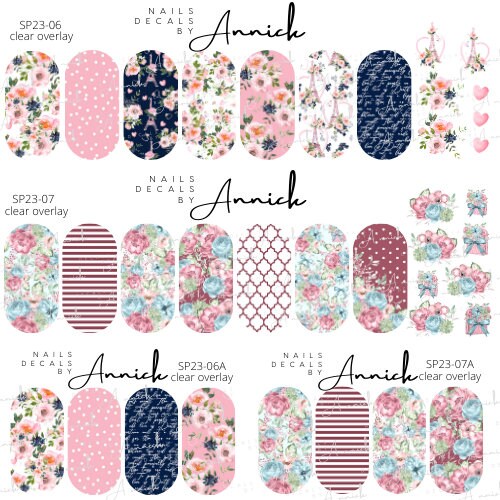 Water transfer nail decals bouquets flowers and butterflies