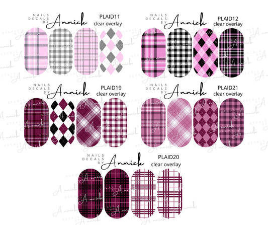Water transfer decals for nails Tartan \ Waterslide decals for nails PLAID (Multi colors choice)