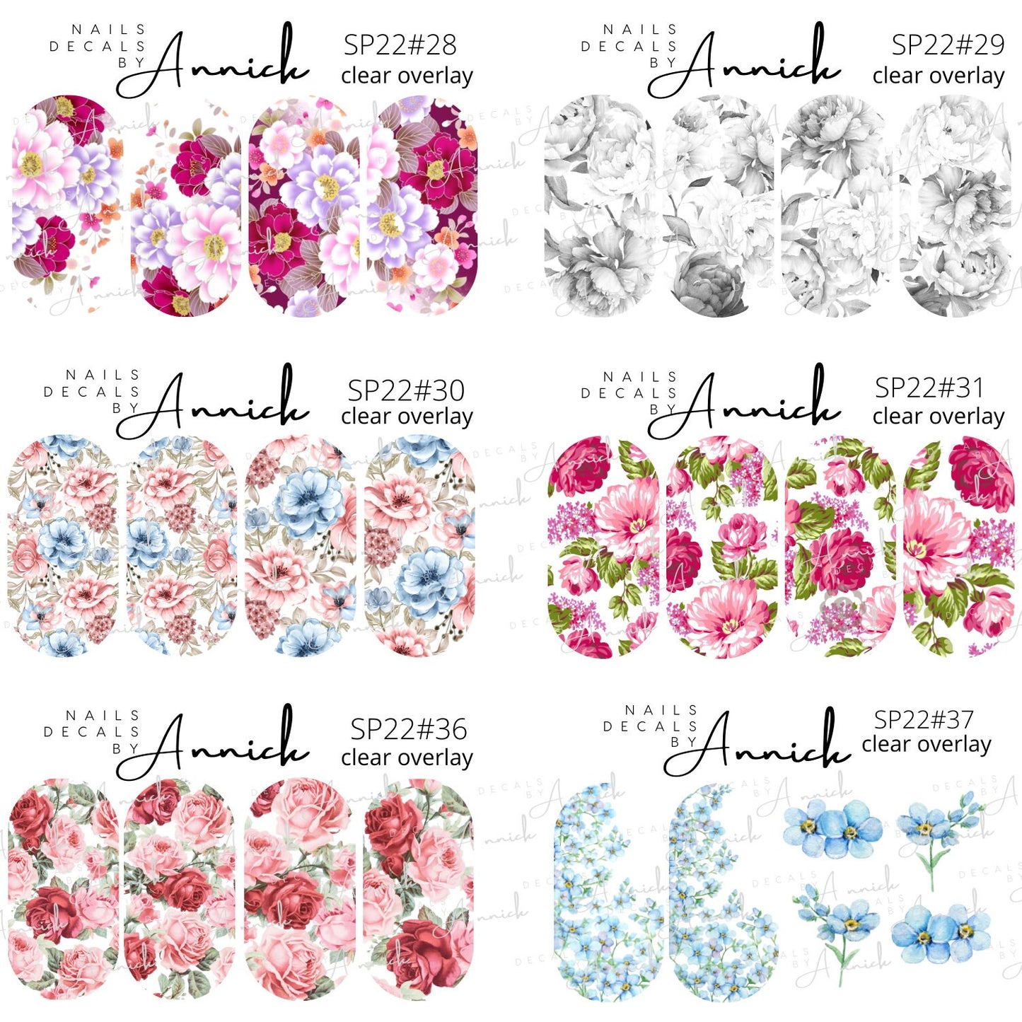 Spring Flowers Water Transfer Nail Decals