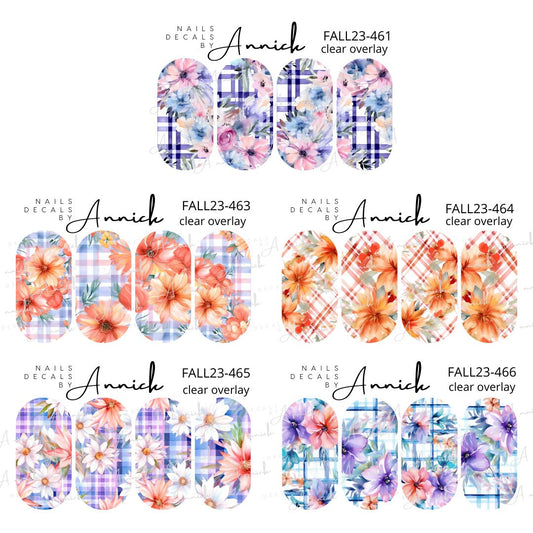 Waterslide decals for nails Plaid with flowers