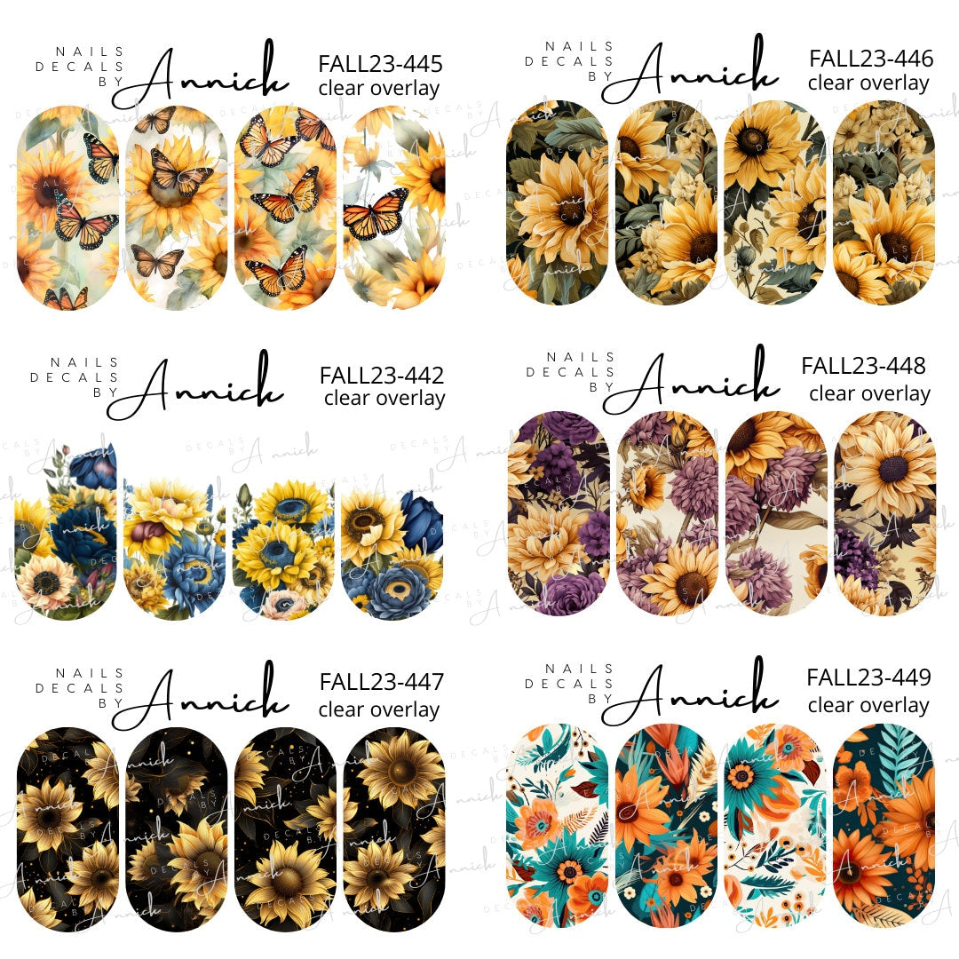 Water transfer decals Sunflower /Waterslide decals for nails SUNFLOWERS