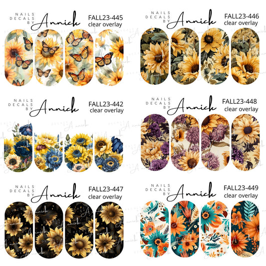 Water transfer decals Sunflower /Waterslide decals for nails SUNFLOWERS