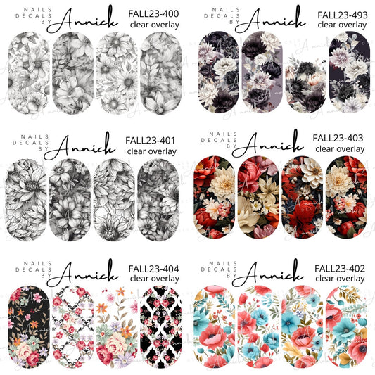 Water transfer decals for nails Fall Vintage flowers\ Waterslide decals for nails Fall Vintage flowers