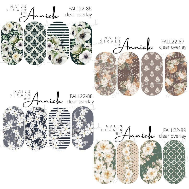 Water transfer decals for nails fall flowers \ Waterslide decals for nails fall flowers