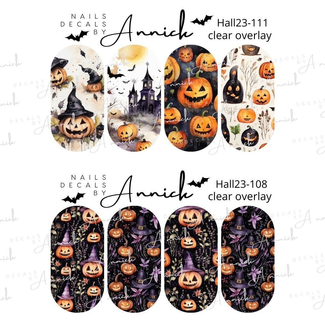 Water transfer decals for nails Halloween skeletons \ Waterslide decals for nails Halloween skulls