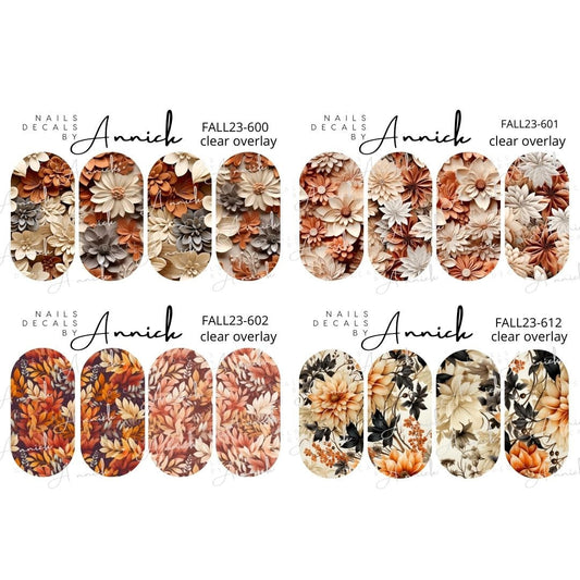 Water transfer decals bouquet AUTUMN LEAVES / Waterslide decals for nails FALL Leafs, fall nails, foliage