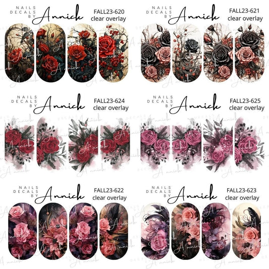 Decal for nails Flowers gothic\Waterslide decals for nails Fall Gothics flowers