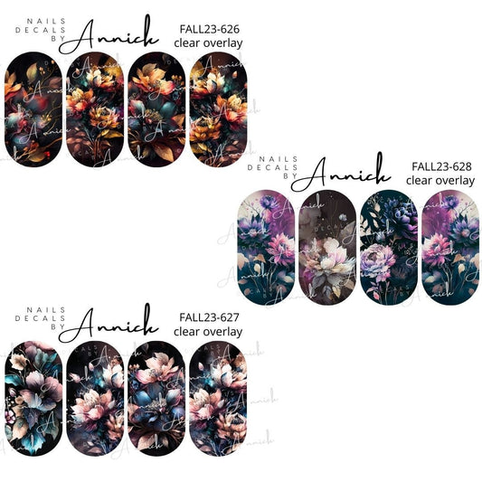 Water transfer decals for nails Bouquet gothic flowers /Waterslide decals for nails Gothics flowers