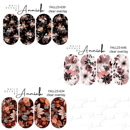 Water transfer decals for nails Fall Vintage flowers \ Waterslide decals for nails Fall Vintage flowers