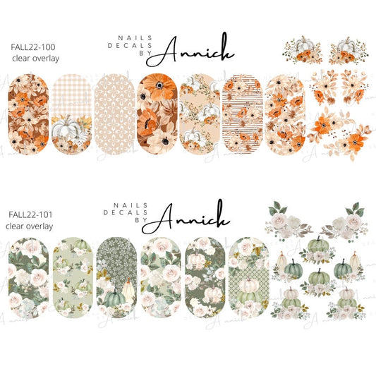 Water transfer decals for nails Fall pumpkins flowers